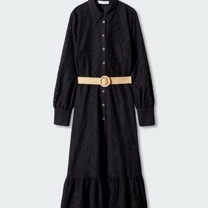 Mango Long Sleeve Dress in Black